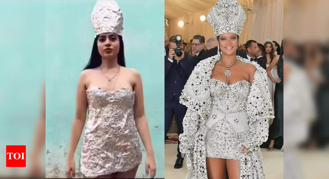 Urfi Javed: Bigg Boss OTT fame Urfi Javed wears an outfit made of aluminum  foil; re-creates pop icon Rihanna's Met Gala look | - Times of India