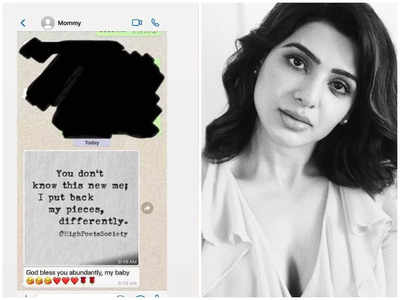 Samantha shares the screengrab of her chat with mom and it's inspiring!