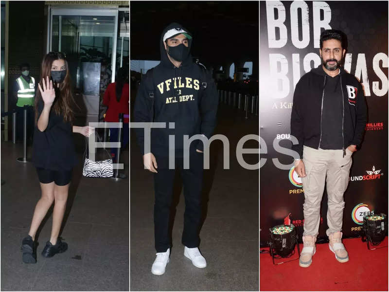 ETimes Paparazzi Diaries: Ahan Shetty, Tara Sutaria get snapped at the airport, Abhishek Bachchan attends the screening of 'Bob Biswas'