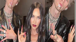 Machine Gun Kelly and Megan Fox chained together at an event