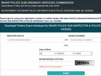 BPSSC Bihar Police SI Admit Card 2021 released, download here