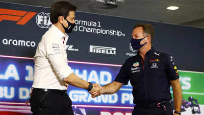 Calm before the storm: Toto Wolff and Christian Horner shake hands before title showdown