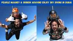 Pearle Maaney and Srinish Aravind enjoy sky diving in Dubai