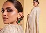 Deepika's ivory embroidered saree