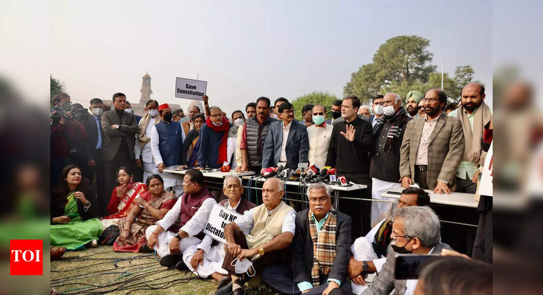 Parl live: Rahul leads Opposition protest over MP suspension
