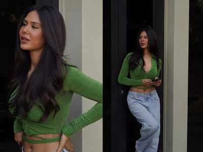Pics: Sonam Bajwa’s green crop top is a Christmas must have