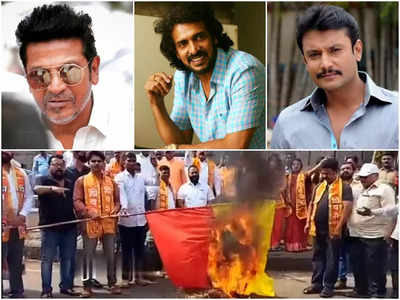 Shiva Rajkumar, Upendra, and others unite to condemn the Karnataka flag-burning incident