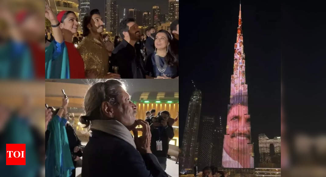 Ranveer Singh-Deepika Padukone, Kapil Dev-Romi Dev can’t hold back their smiles as they watch ’83 trailer on Burj Khalifa – Video Inside – Times of India