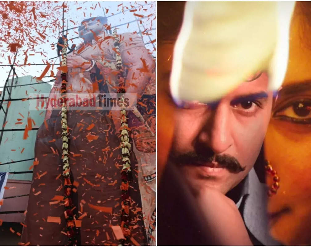 
Nani's fans put up a 63 ft cut out of him at a theatre in Hyderabad: Watch
