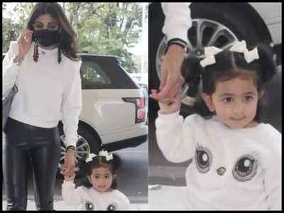 Shilpa Shetty Kundra and Samisha get clicked at the airport; fans can't stop gushing over her daughter's cuteness
