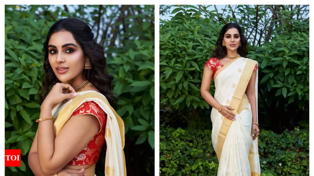 SHREEDEVI, Embroidered Kerala Cotton Set Mundu with Golden Zari and Br –  www.soosi.co.in