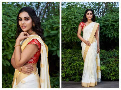 Young girl in traditional Kerala saree and jewelry. Stock Photo | Adobe  Stock