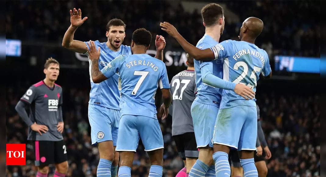 EPL: Manchester City survive Leicester fightback to secure ninth successive win | Football News – Times of India