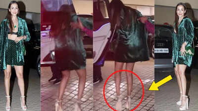 Malaika Arora escapes an accident as she trips in high heels; gets trolled