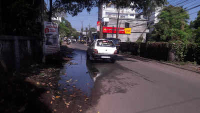 Sewage water over flows over main road
