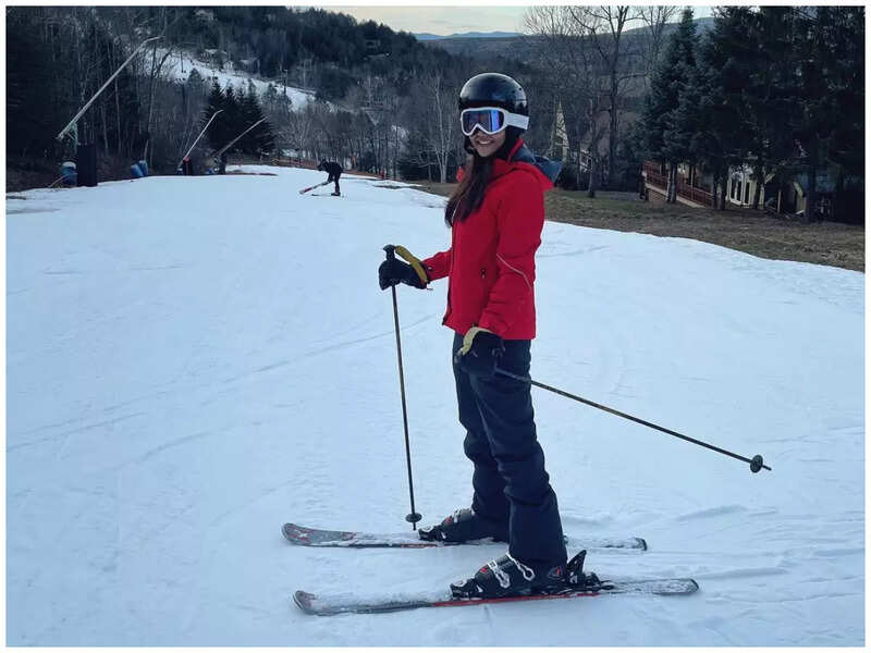 Pics Kalyani Priyadarshan goes skiing Malayalam Movie News Times