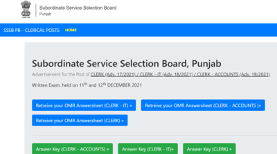 PSSSB Clerk Answer Key 2021 released, here's direct link