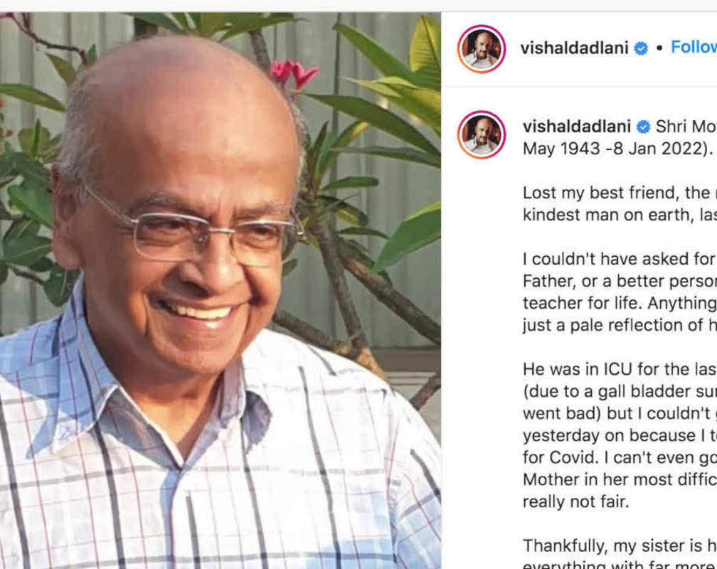 
COVID-19 positive Vishal Dadlani loses his father, says ‘I can’t even go hold my mother in her most difficult time’
