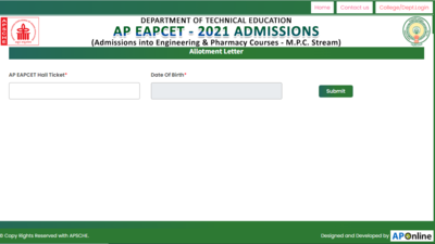 AP EAMCET 2021: Final Phase Allotment letter and self reporting link released, check here