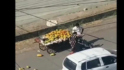 MP: Video showing angry woman throwing fruits from roadside vendor's cart goes viral