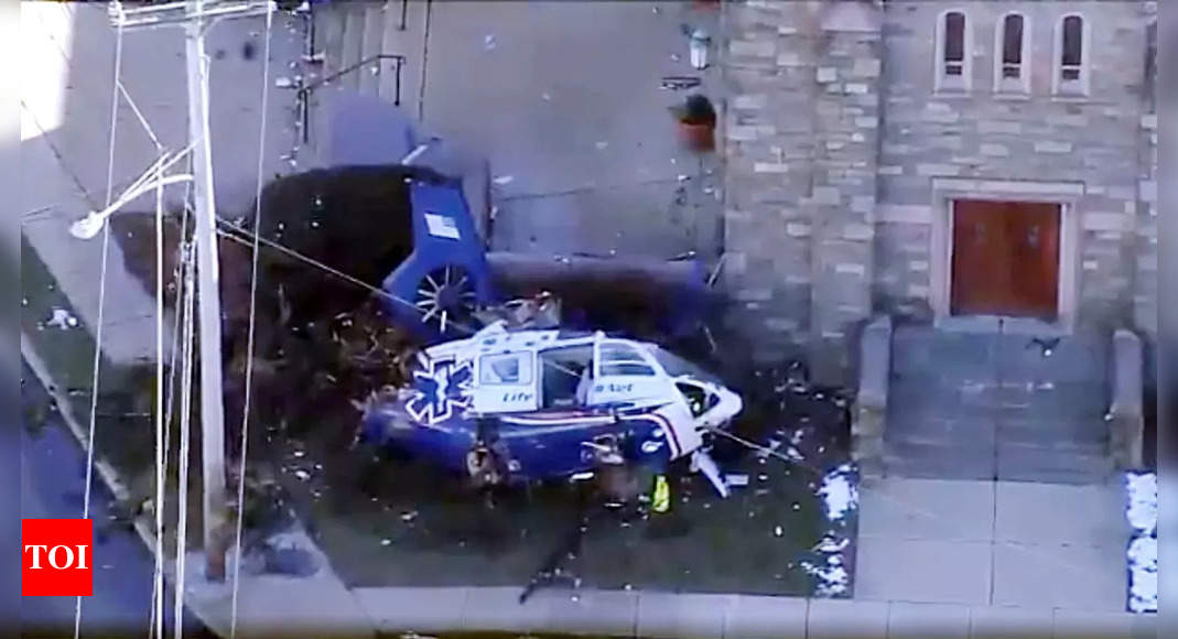 Medical helicopter crashes near church; all 4 aboard survive