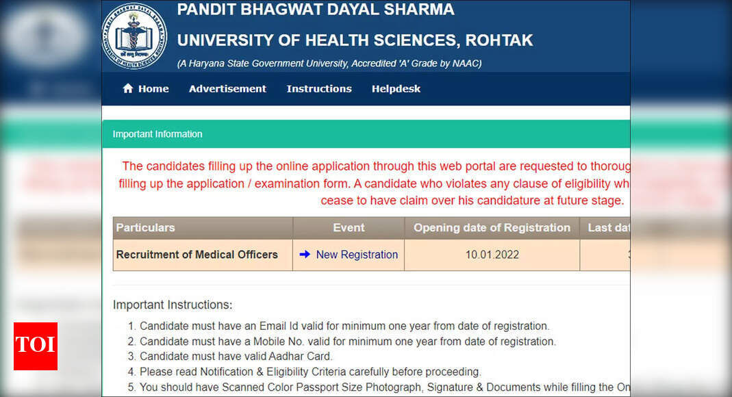 Haryana Health Department Recruitment 2022: Apply online for 890 MO posts