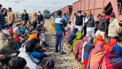 Haryana: Villagers block Ambala-Saharanpur railway track demanding stoppage of passenger trains at Saraswati Nagar station