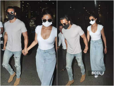 Ranveer Singh and Deepika Padukone are back to the bay; walk hand-in ...