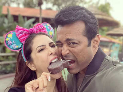 Kim-Leander Paes spend their Disney day out
