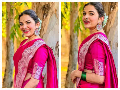 Mitali Mayekar stuns in pink saree at friend s wedding See pics