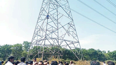 Karnataka: Tumakuru farmer sits atop tower for 2 hours demanding road