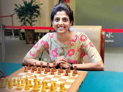 woman studying the next chess move, Stock image