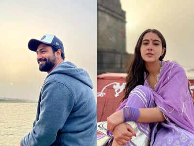 Vicky Kaushal, Sara Ali Khan share pictures as they shoot for their next at Narmada river bank