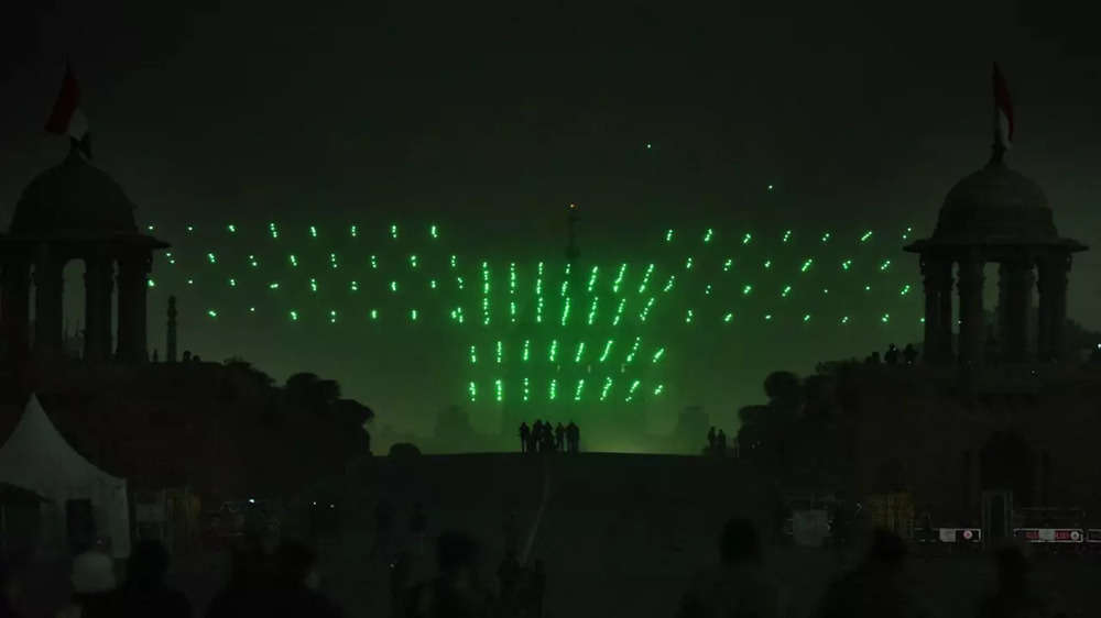 Beating Retreat: 1,000 drones fly during rehearsal in Delhi
