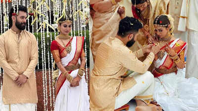 Mouni Roy and Suraj Nambiar tie the knot in Malayali wedding ceremony in Goa. Check out inside pictures and video