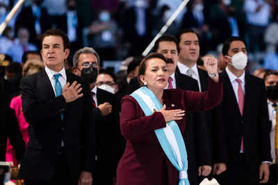 Honduras inaugurates first female president, Harris vows closer US ties