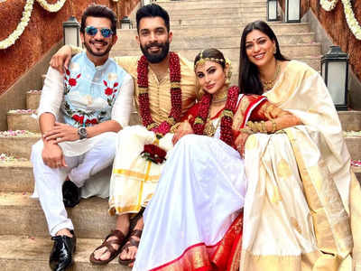 Naagin actor Arjun Bijlani shares wedding photos of Mouni Roy and Suraj Nambiar; reveals secret to a happy marriage