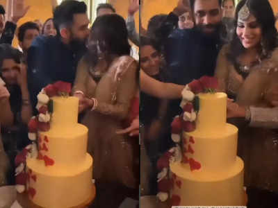 New bride Mouni Roy and Suraj Nambiar lock lips at their reception party; see videos from the glam, fun night