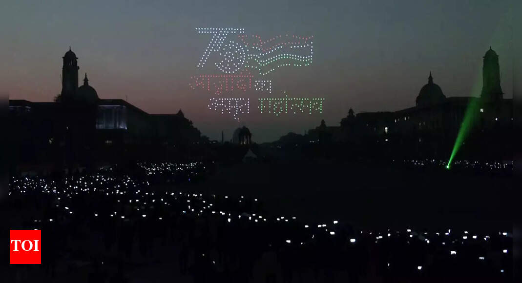 Beating Retreat: 1,000 drones dazzle Delhi skies, enthrall audience with colourful show