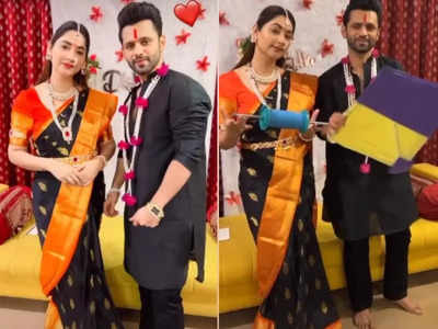 Newlyweds Rahul Vaidya and Disha Parmar wear sugar jewelleries to celebrate Makar Sankranti; watch