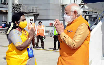 PM Modi reaches Hyderabad, Telangana CM stays away