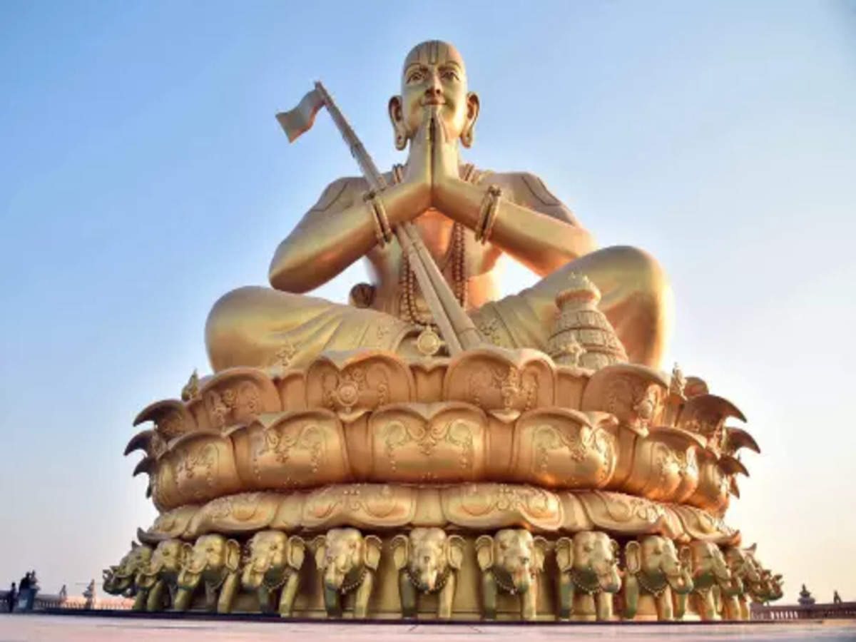 Statue of Equality': 216-feet tall statue commemorating 11th-century Bhakti  Saint Sri Ramanujacharya | The Times of India