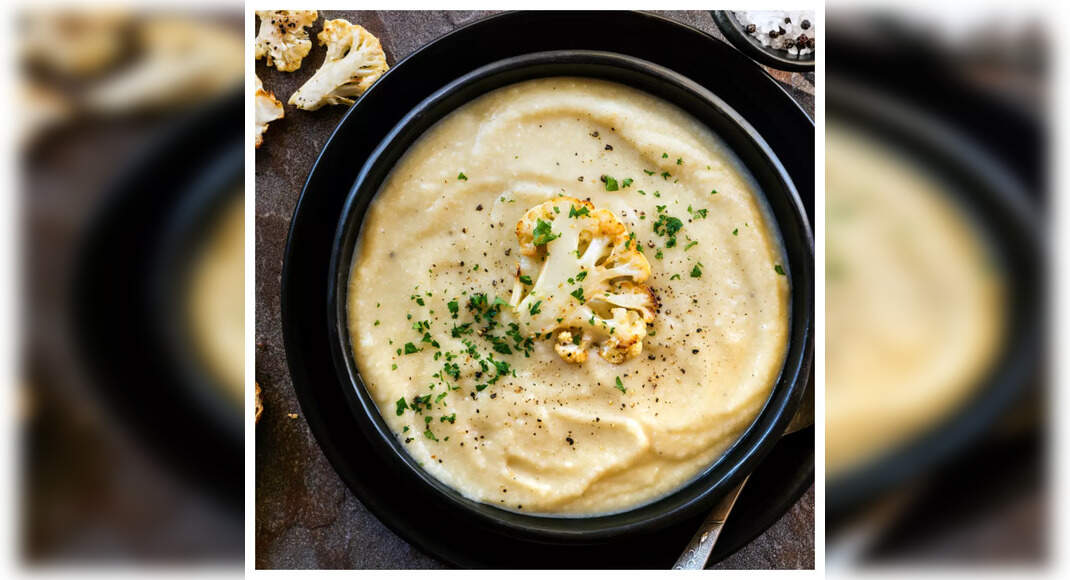 Roasted Cauliflower Soup Recipe: How to Make Roasted Cauliflower Soup Recipe | Homemade Roasted Caul