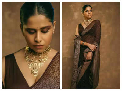 Sai Tamhankar looks no less than a diva in brown khadi georgette saree; See Pics