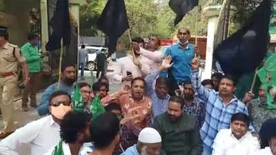 Hyderabad: Unused place of worship on disputed land demolished, AIMIM workers protest