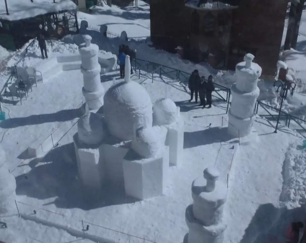 
Snow sculpture of Taj Mahal becomes cynosure of all eyes in Gulmarg
