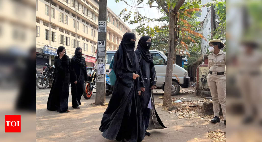 Chaos prevails in govt PU colleges as burqa-clad students denied entry citing HC order – Times of India