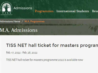 TISS NET Hall Ticket 2022 released at tiss.edu, download here