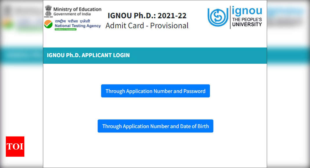 IGNOU Ph.D. 2021 admit card released, exam on Feb 24; download here – Times of India