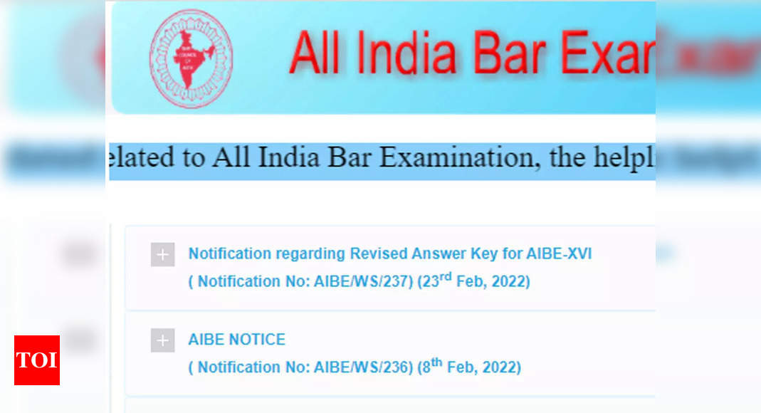 AIBE-XVI exam 2022 revised answer key released, check here – Times of India